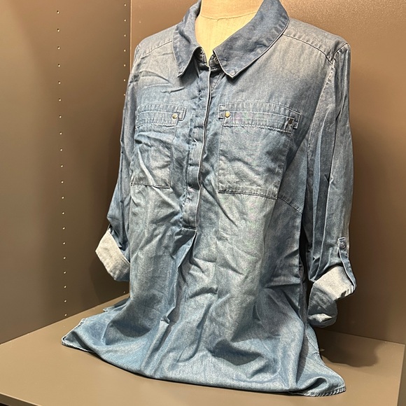 Lane Bryant Tops - Lane Bryant Light Blue Button Down Shirt
